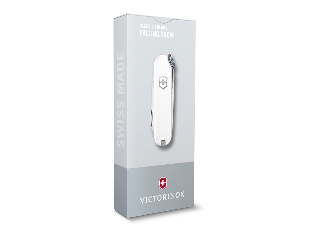Нож-брелок VICTORINOX Classic SD Colors Falling Snow, 58 мм, 7 функций, белый — изображение 4