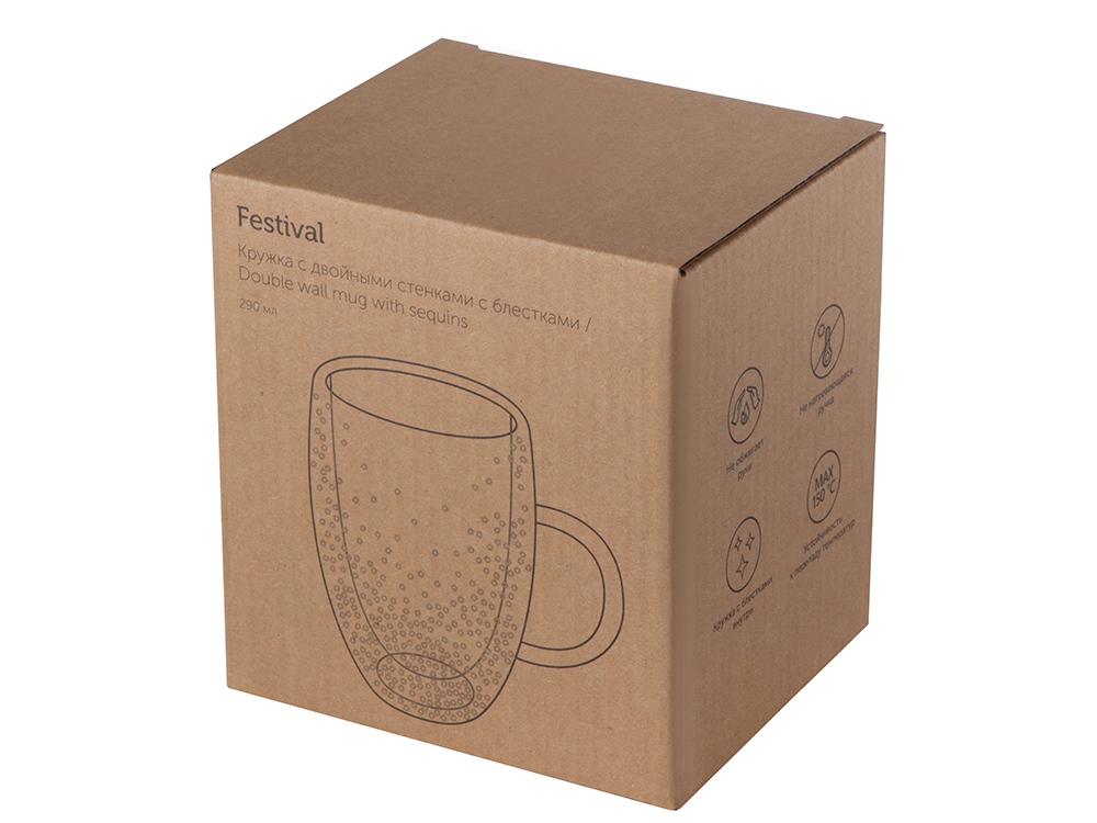 Кружка с двойными стенками с блестками, 360 мл, серебристый — изображение 8