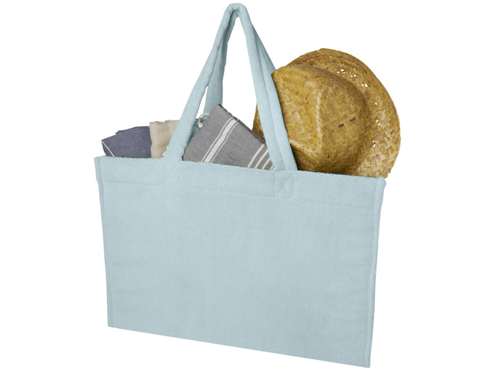 Пляжная эко-сумка Siam объемом 13 л из переработанной махровой ткани, сертифицированной GRS - Cloud Blue — изображение 3