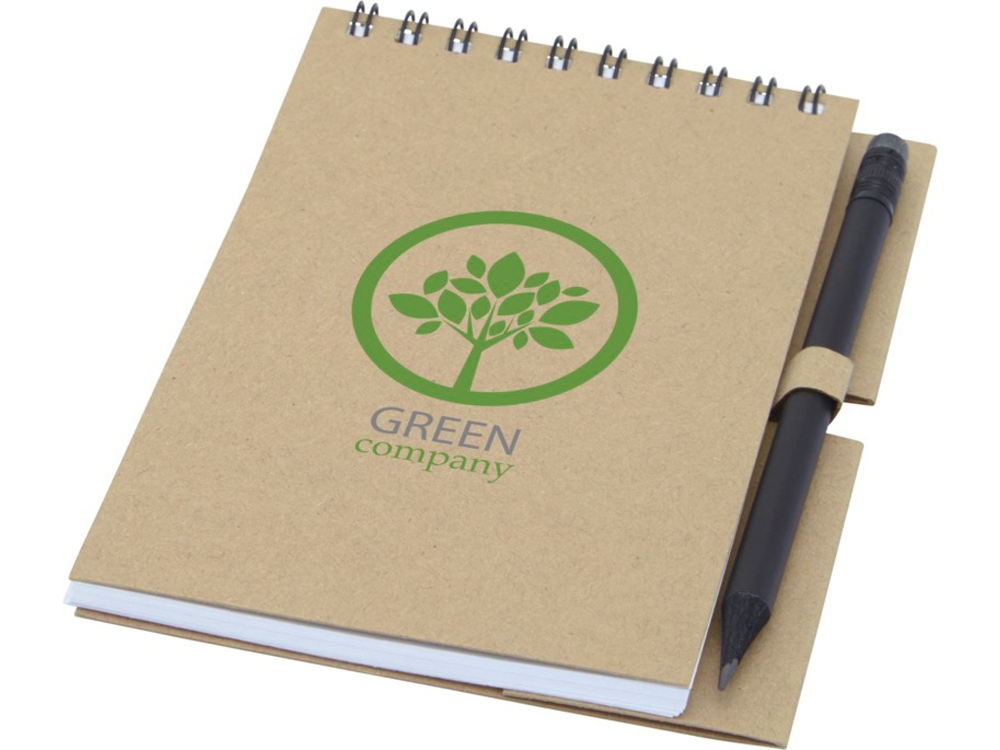 Блокнот Luciano Eco на пружине, с карандашом, маленький, натуральный — изображение 5