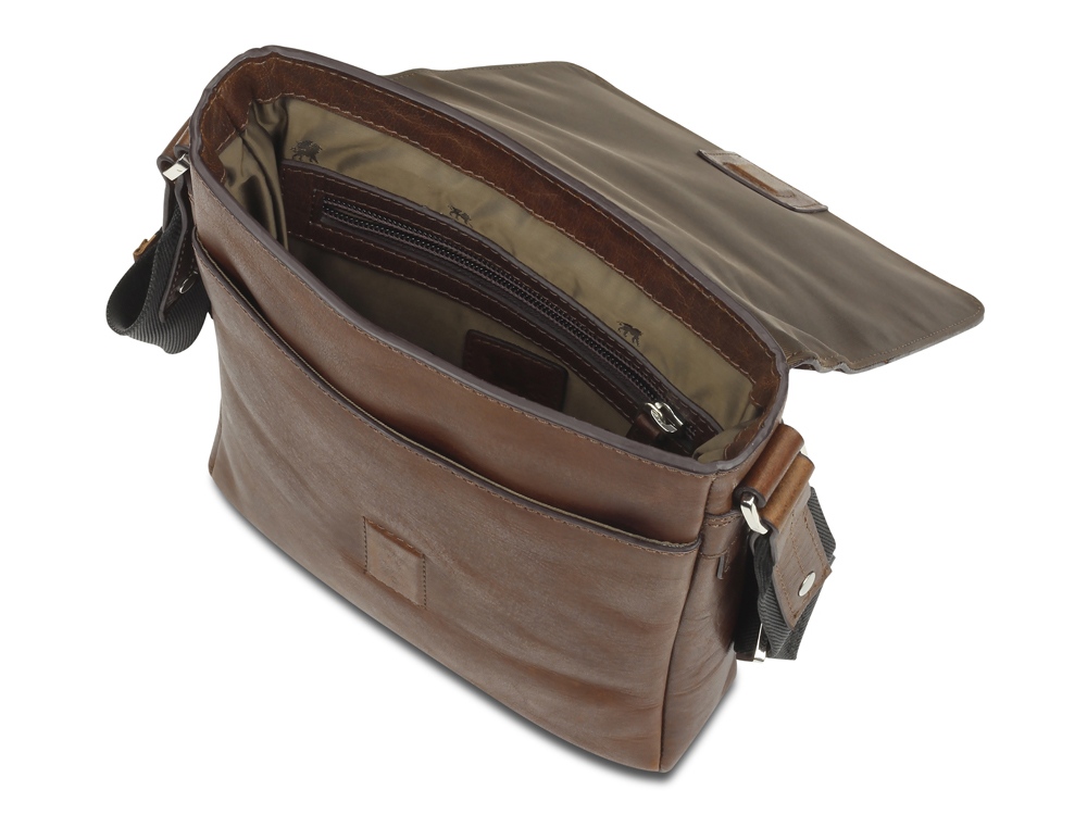 Сумка через плечо Mano Don Valentino, натуральная кожа в коричневом цвете, 21 х 25 х 5 см — изображение 4