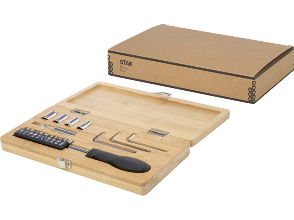 Набор инструментов Rivet из 19 предметов из бамбука/переработанной пластмассы - Натуральный — изображение 4