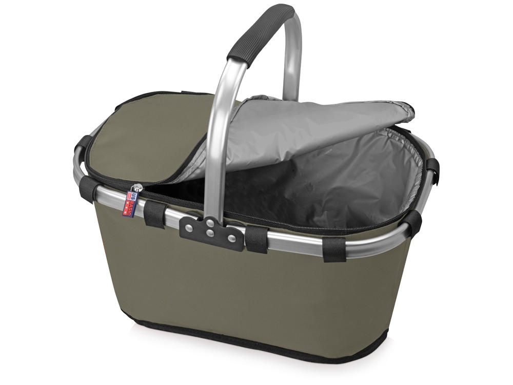 Изотермическая сумка-холодильник FROST складная с алюминиевой рамой, серый (Р) — изображение 3
