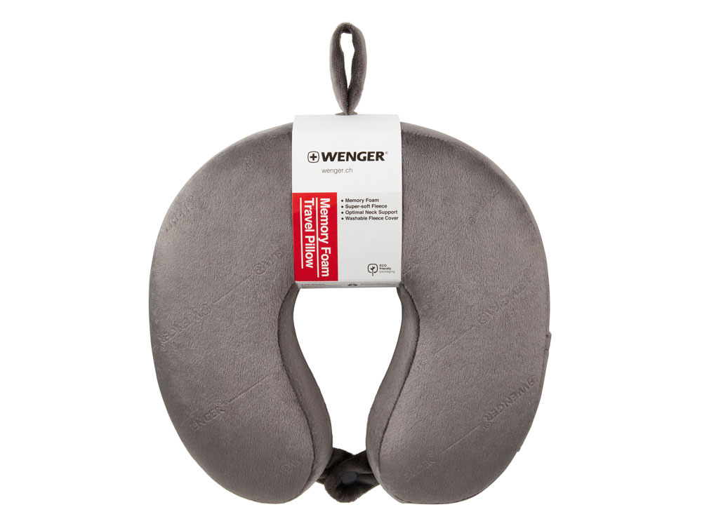 Подушка для самолета WENGER, с эффектом памяти, серая, флис — изображение 4