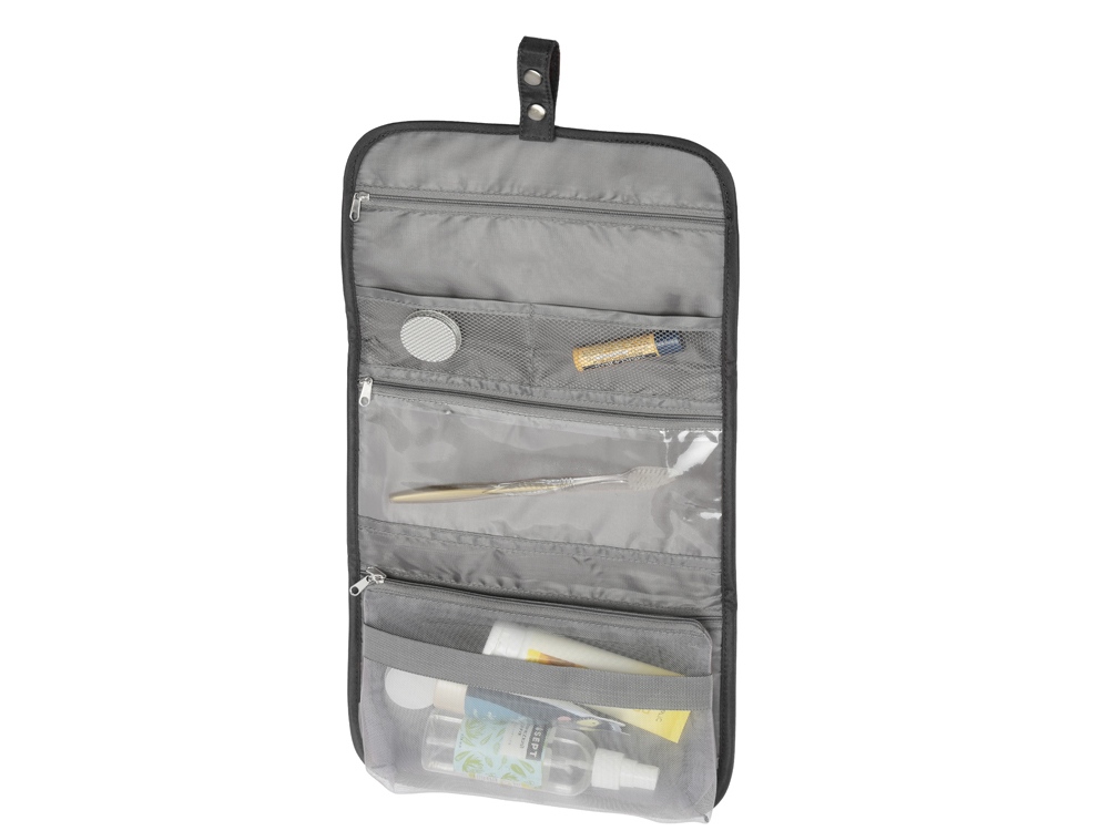 Несессер для путешествий со съемной косметичкой Flat, черный — изображение 2