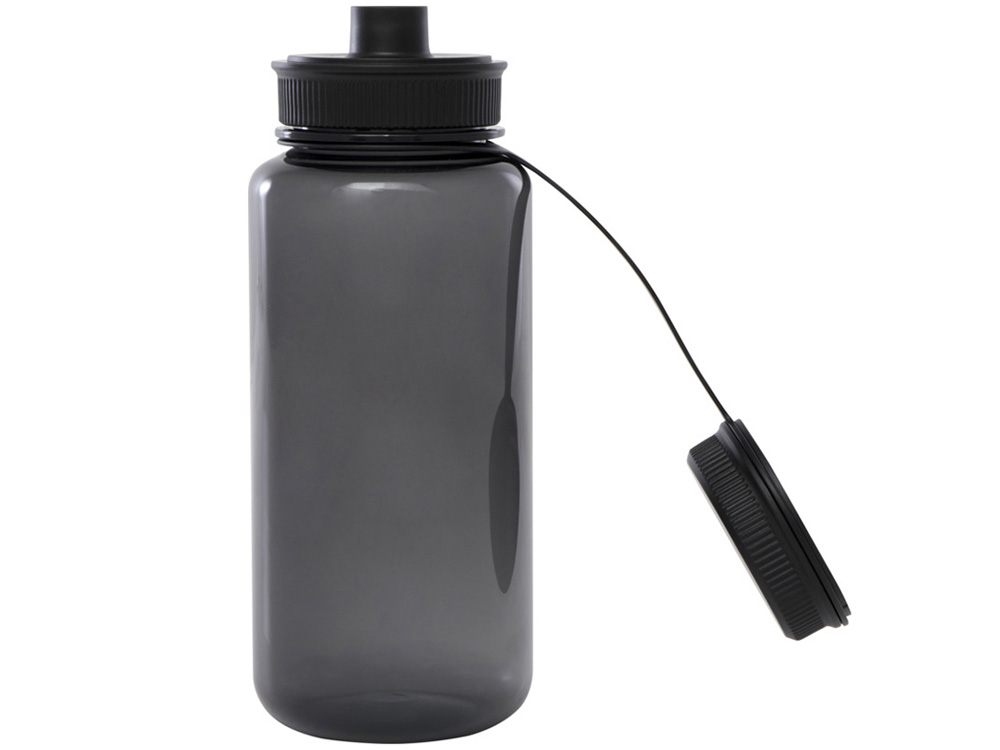 Спортивная бутылка Ryder из переработанного ПЭТ-пластика объемом 900 мл с многофункциональной крышкой, сертифицированная RCS - сплошной черный — изображение 4