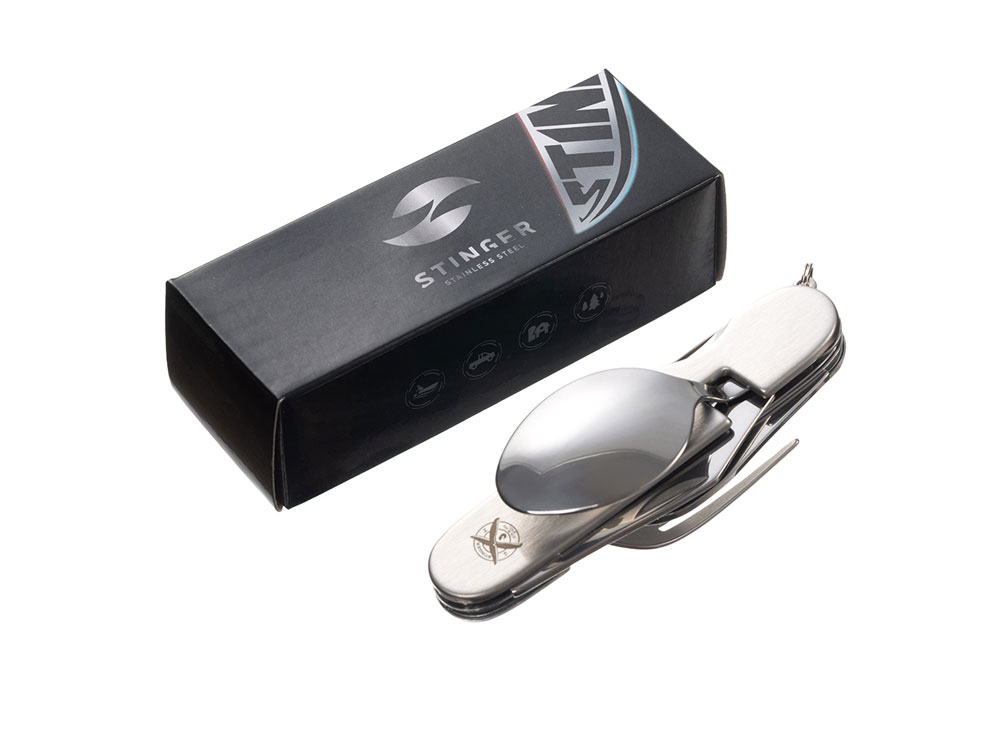 Нож перочинный Stinger, 109 мм, 8 функций, материал рукояти: нержавеющая сталь (серебристый) — изображение 6