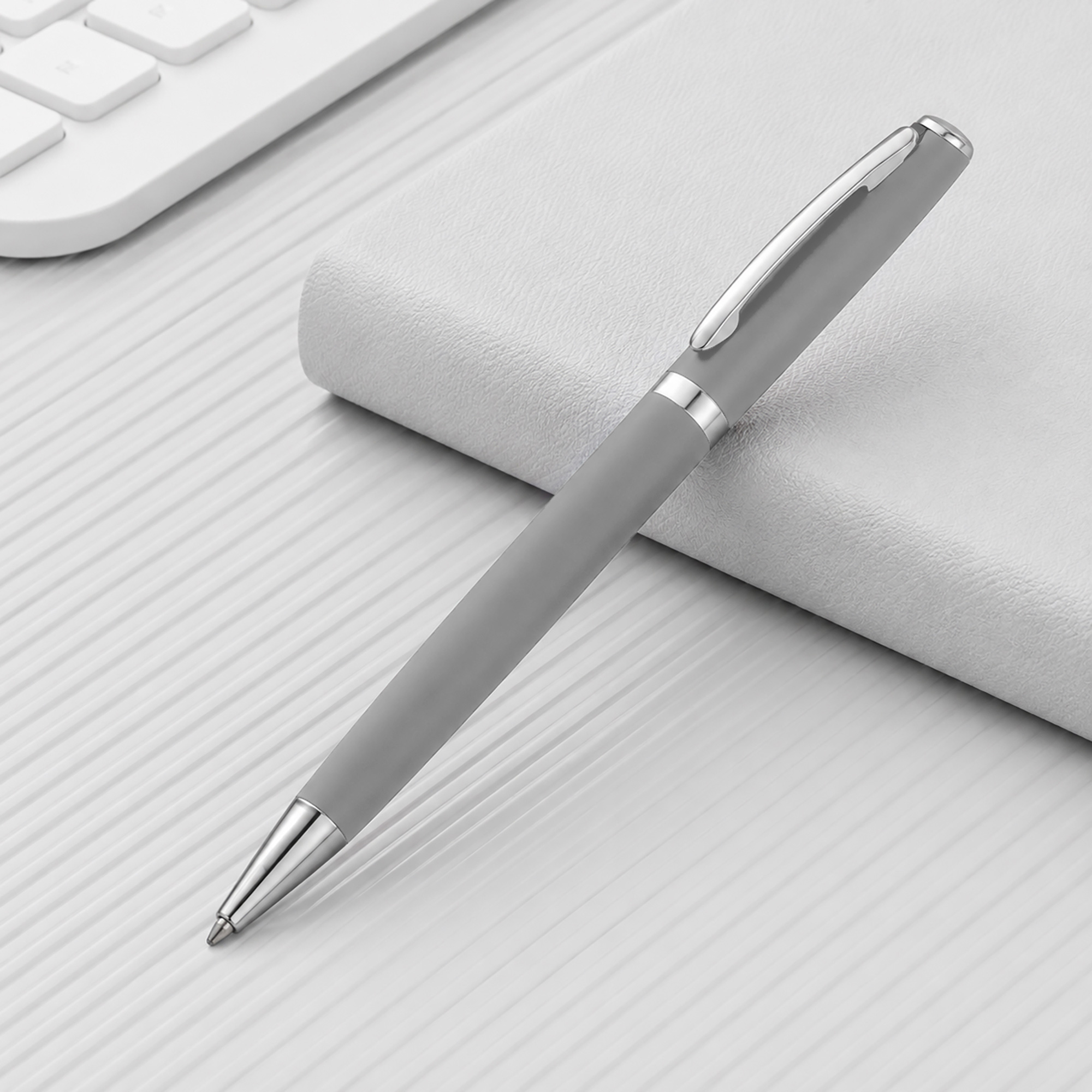 Ручка металлическая шариковая Flow soft-touch, светло-серый/серебристый