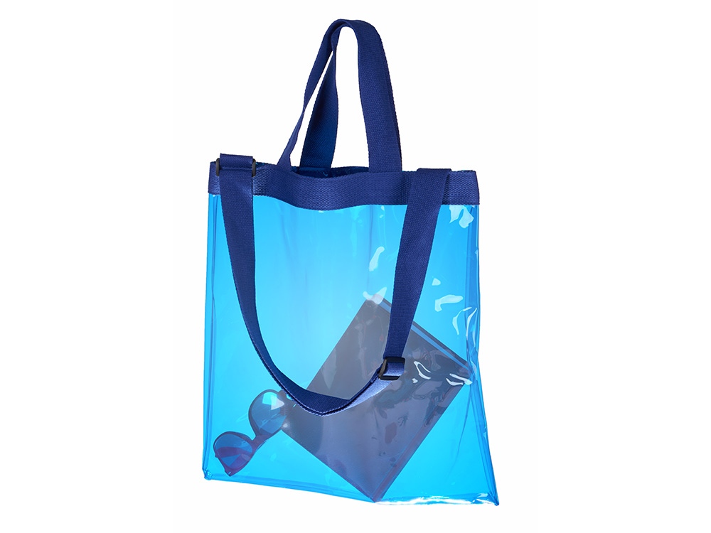 Сумка Frank из прозрачного пластика с регулирующейся лямкой, синий — изображение 5