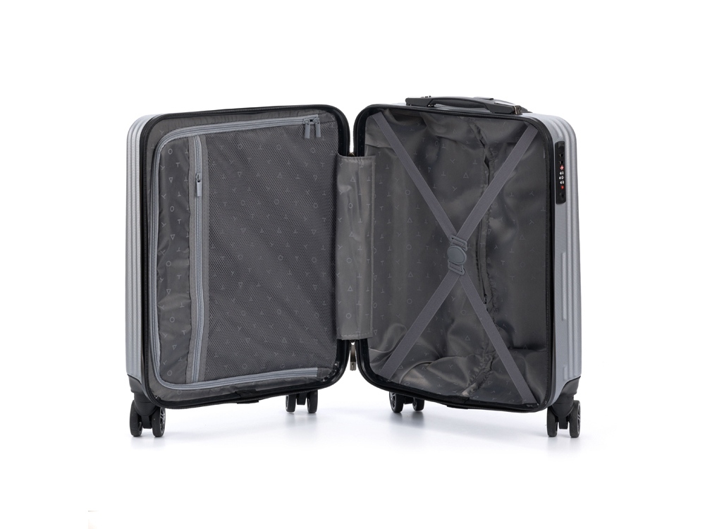 Чемодан TORBER Lama, серебристый, ABS-пластик, 38 х 21 х 55 см, 37 л — изображение 4