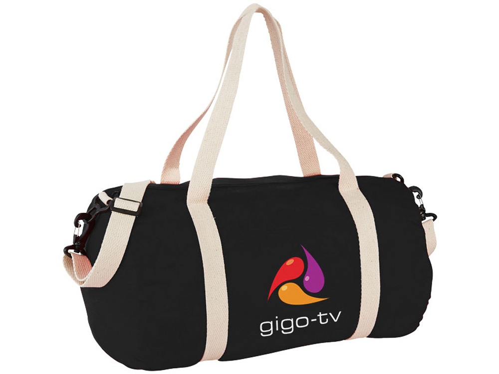 Хлопковая сумка Barrel Duffel, черный/бежевый — изображение 4