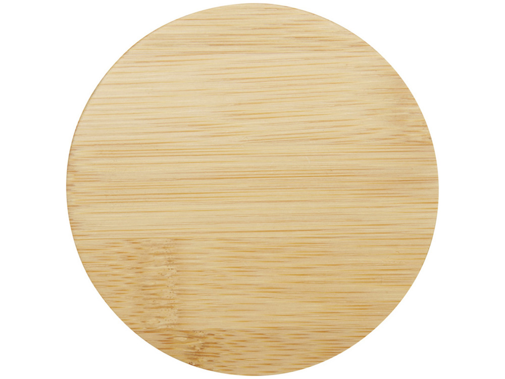 Стеклянная кружка Leona объемом 350 мл с бамбуковой крышкой - прозрачный — изображение 2