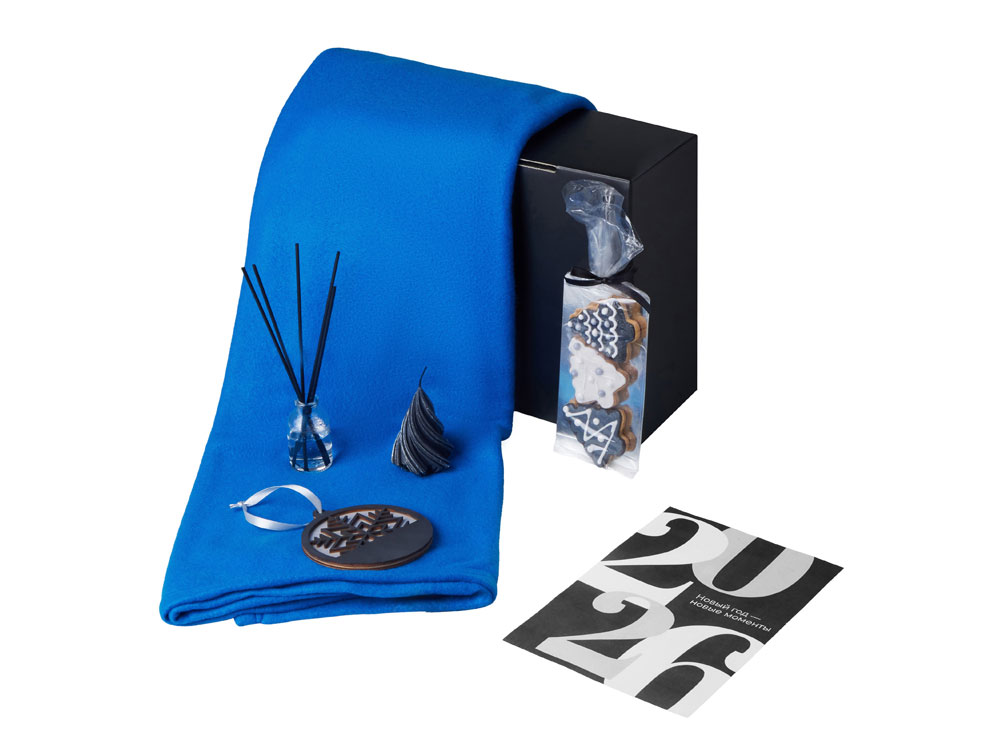 Подарочный набор с пледом, свечой и диффузором, синий — изображение 2