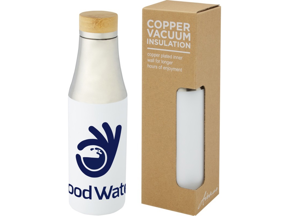 Hulan Бутылка объемом 540 мл с вакуумной изоляцией из меди и бамбуковой крышкой, белый — изображение 8