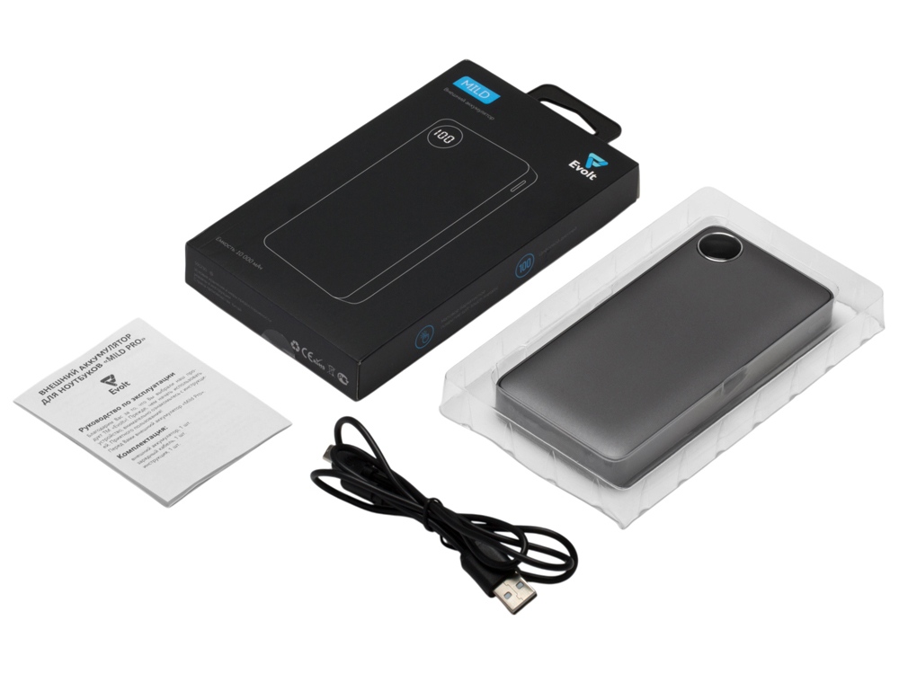 Внешний аккумулятор с дисплеем Mild, 10 000 mAh, темно-серый — изображение 8