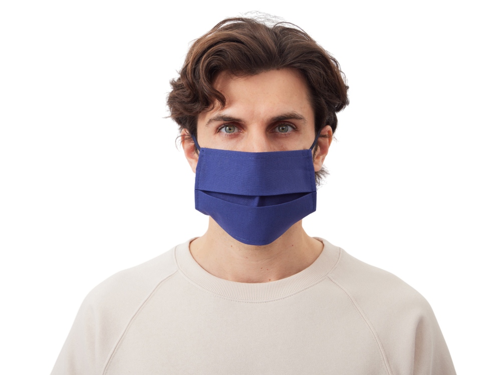 Маска для лица многоразовая из хлопка, синий — изображение 2