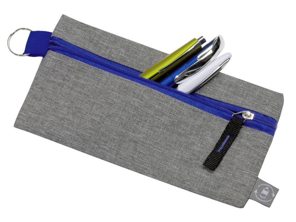 Универсальный пенал из переработанного полиэстера RPET Holder, серый/синий — изображение 2