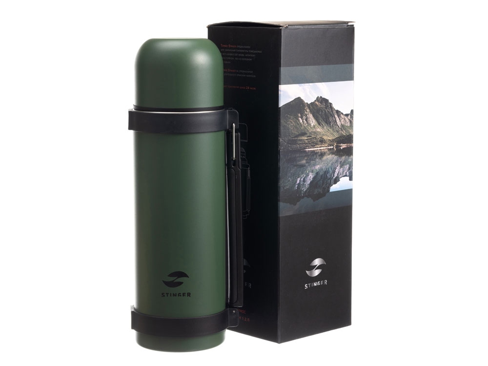 Термос Stinger, 1,2 л, широкий с ручкой, нержавеющая сталь, зелёный, 12,4 х 10,2 х 31,8 см — изображение 5