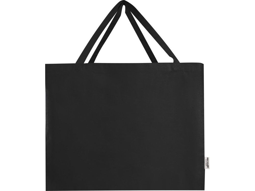 Odessa большая эко-сумка из переработанного хлопка, сертифицированного согласно GRS, плотностью 220 г/м² - сплошной черный — изображение 2