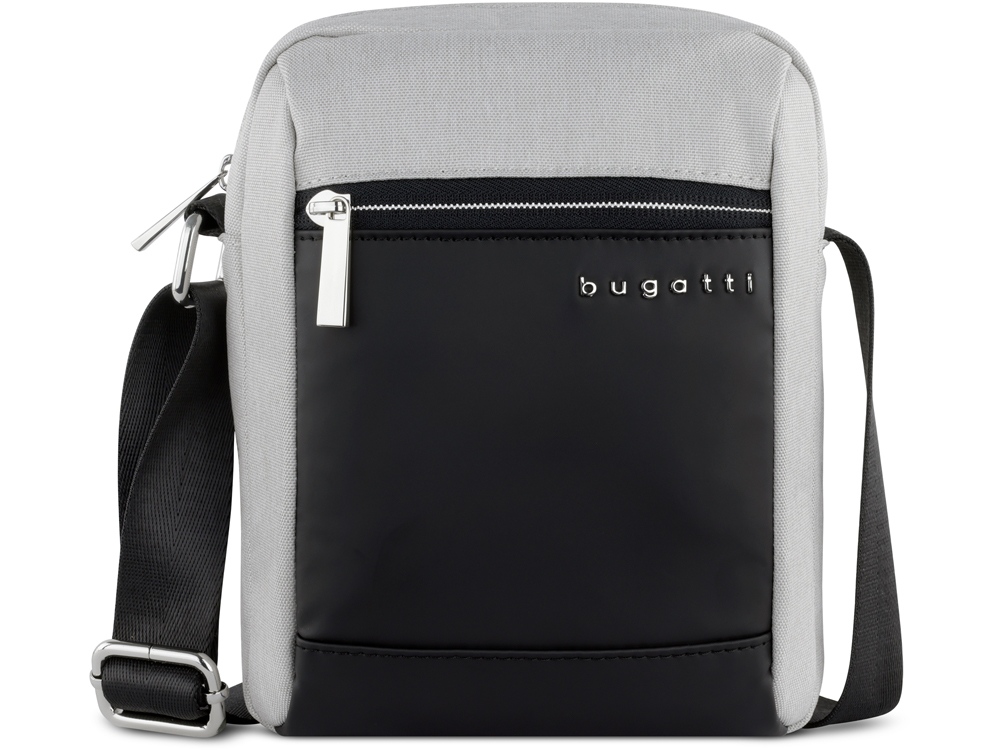 Сумка наплечная мужская BUGATTI Sera, светло-серая, полиэстер, 17х5,5х21 см, 1,5 л — изображение 2