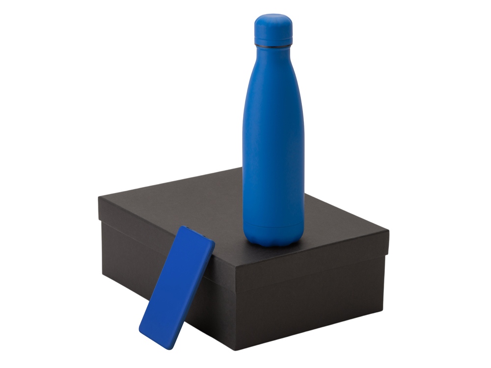 Подарочный набор с термобутылкой и повербанком С1, 5000 mAh, синий