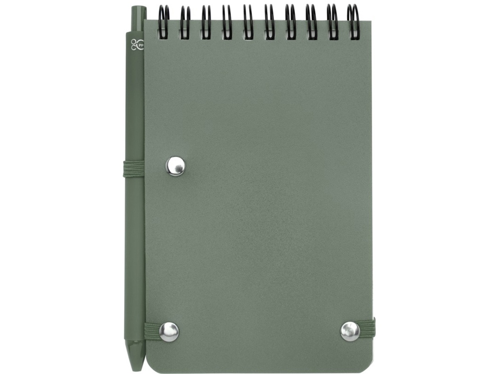 Блокнот Thalaasa формата А6 в твердой обложке из океанического пластика с шариковой ручкой - Зеленый яркий — изображение 3