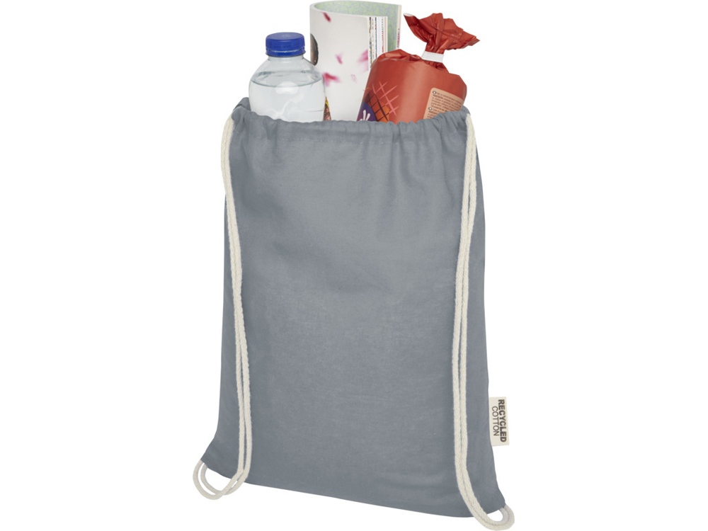 Oregon сумка-кисет из переработанного хлопка, сертифицированного согласно GRS, плотностью 140 г/м² - Серый — изображение 3