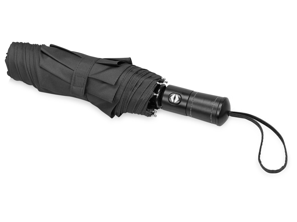 Зонт складной Ontario, автоматический, 3 сложения, с чехлом, черный — изображение 3