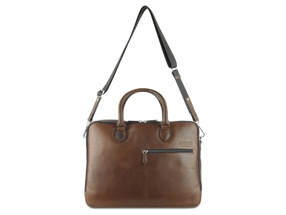 Сумка Mano Don Valentino, натуральная кожа в коричневом цвете, 41,5 х 31 х 10 см — изображение 7
