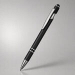 Ручка металлическая soft-touch шариковая со стилусом Sway, черный/серебристый