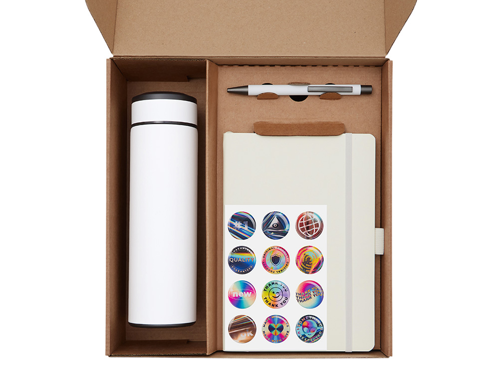 Подарочный набор с термосом, блокнотом, ручкой и чаем, белый — изображение 2
