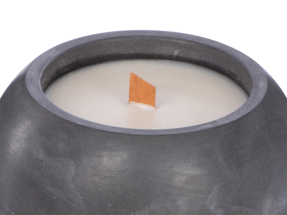 Круглая свечка в бетоне, фитиль дерево, spices — изображение 2