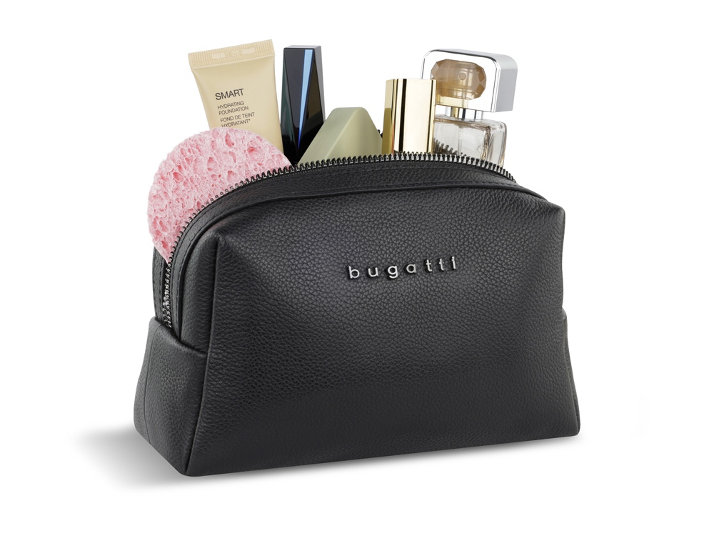 Косметичка BUGATTI Bella, чёрная, воловья кожа/полиэстер, 19х8,5х11 см — изображение 7