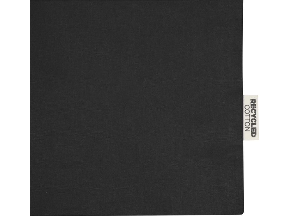 Odessa большая эко-сумка из переработанного хлопка, сертифицированного согласно GRS, плотностью 220 г/м² - сплошной черный — изображение 5