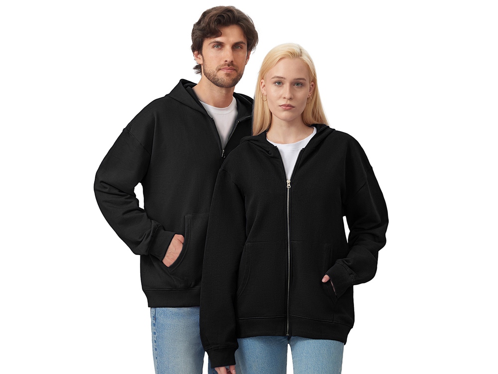 Толстовка оверсайз с капюшоном на молнии Monaco, черный