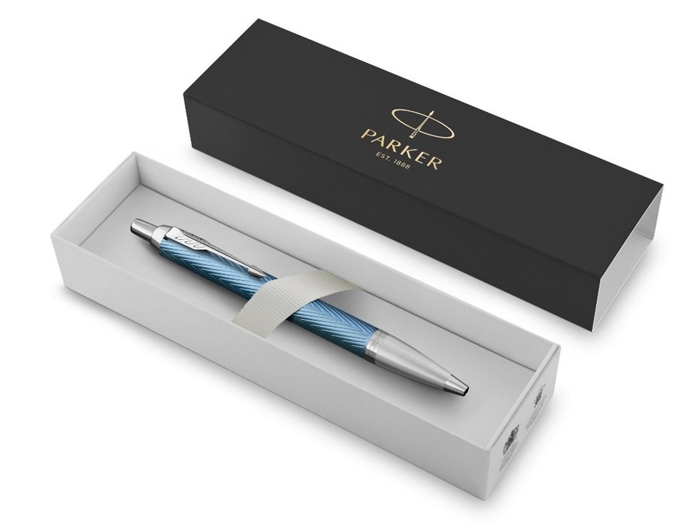 Шариковая ручка Parker IM Premium K318 Blue Grey CT, стержень: M, цвет чернил: blue, в подарочной упаковке. — изображение 2