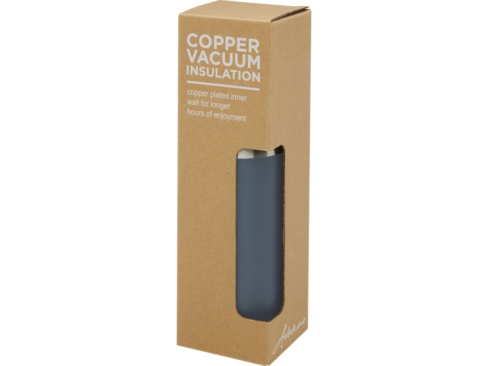 Hulan Бутылка объемом 540 мл с вакуумной изоляцией из меди и бамбуковой крышкой, синий — изображение 5