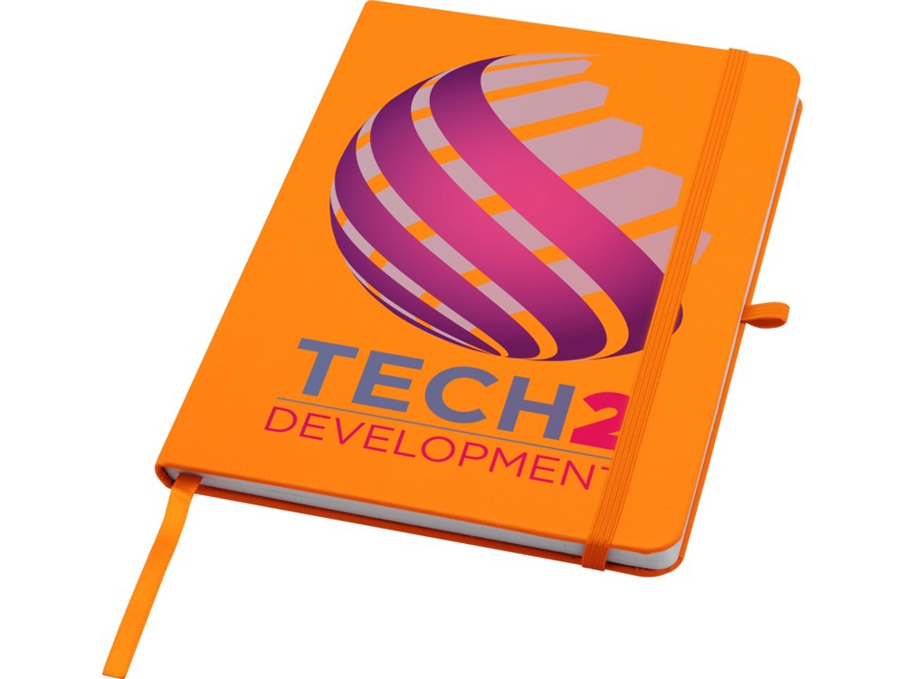 Teak блокнот А5 из переработан. материала в твердой обложке с линован. страницами - Оранжевый — изображение 6