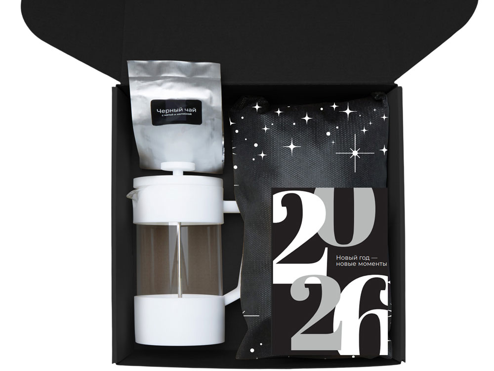 Подарочный набор c френчпрессом, кружками и чаем, белый — изображение 3