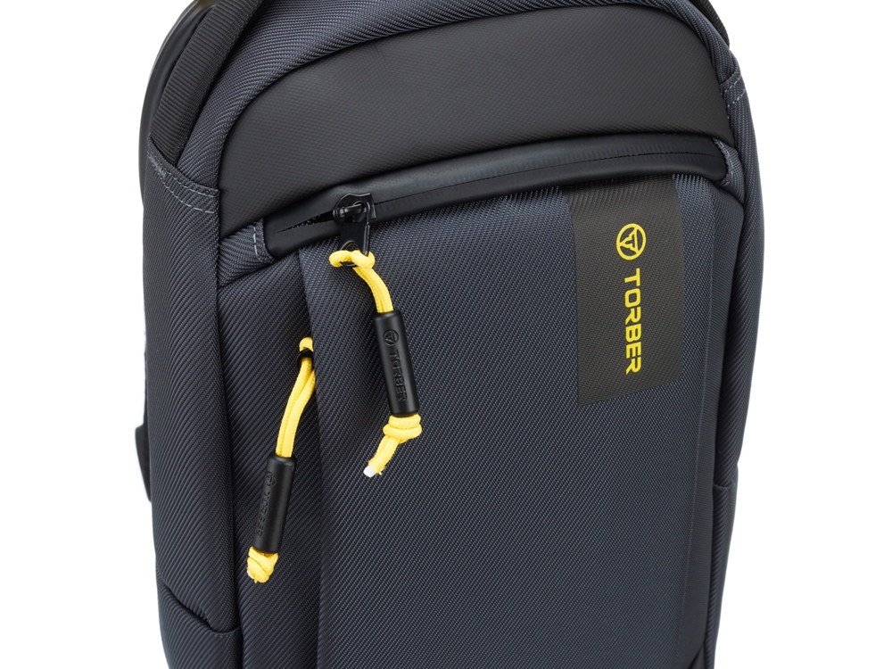 Рюкзак TORBER VOYAGE на одно плечо, серый, полиэстер 900D, 20х10х30 см, 5 л — изображение 6