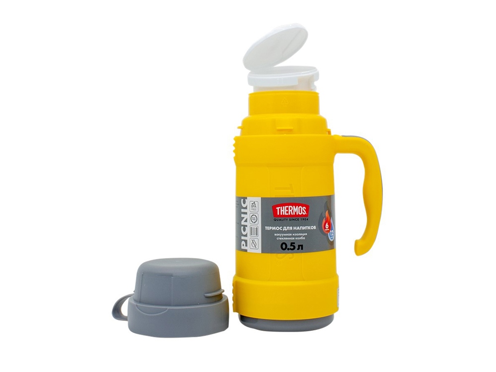Термос со стеклянной колбой тм THERMOS PICNIC 40 Series Yellow 0,5L — изображение 3