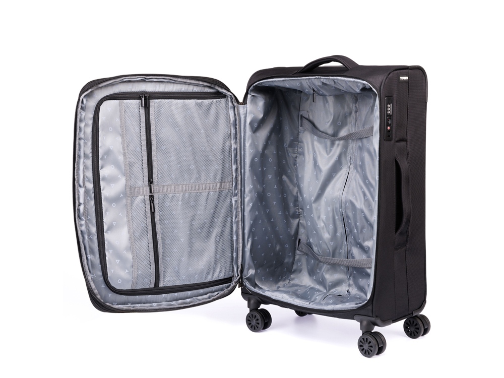 Чемодан TORBER Brosno, чёрный, нейлон 600D, 43,5 х 19 х 68 см, 56 л — изображение 4