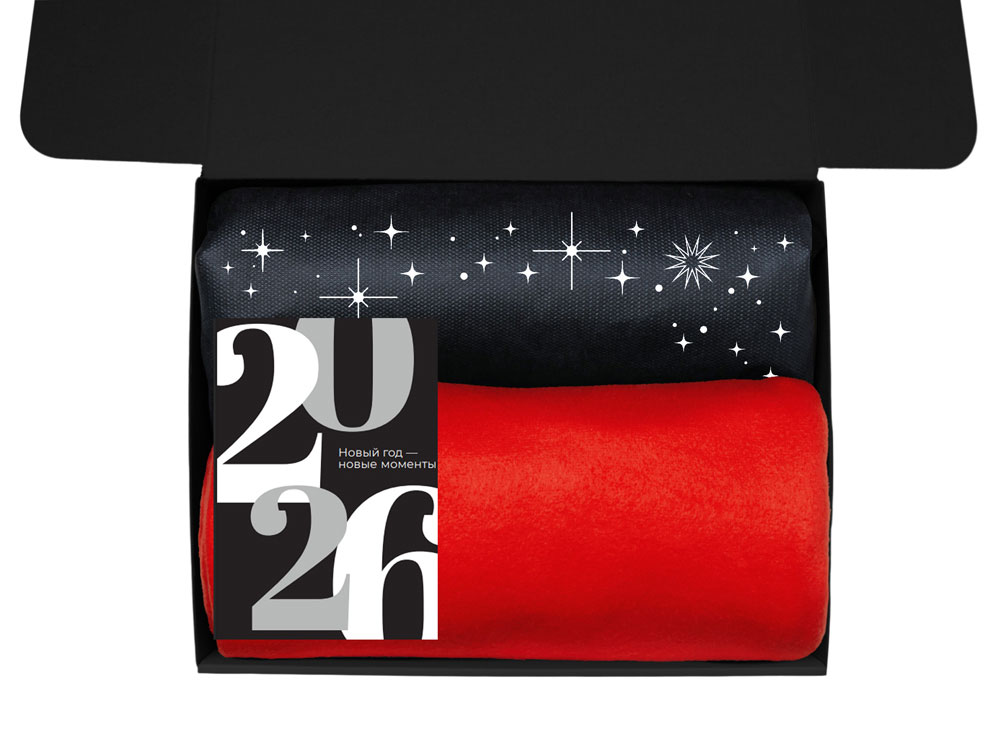 Подарочный набор c пледом, френчпрессом, чаем и медом, красный — изображение 3