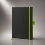 Блокнот ColorNote Black, твердая обложка A5, 80 листов, черный с зеленым яблоком