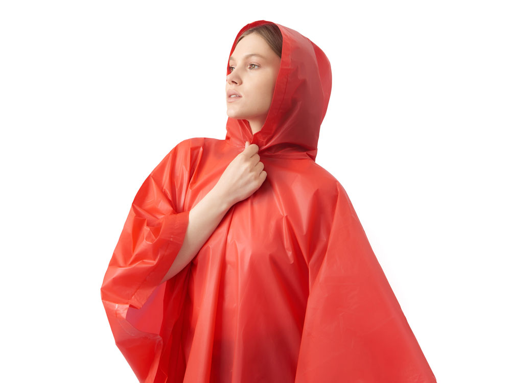 Пончо Hawaii c чехлом унисекс, красный — изображение 5