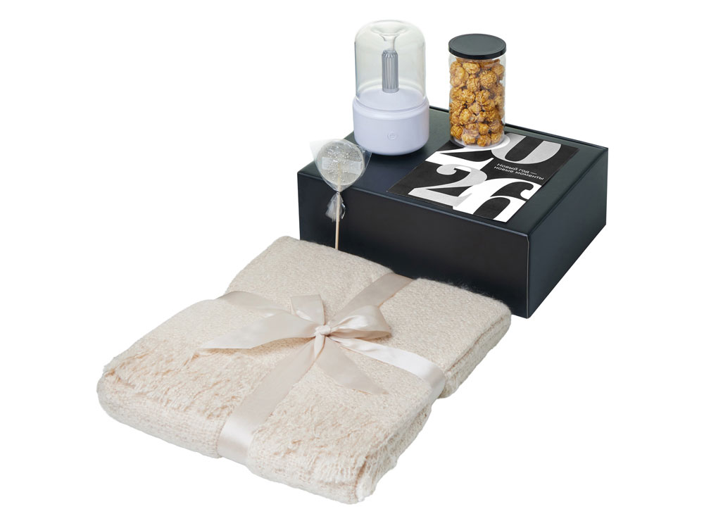 Подарочный набор с пледом, увлажнителем и попкорном, бежевый — изображение 2