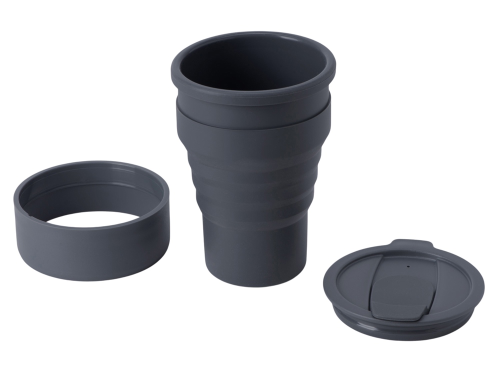 Силиконовый складной стакан GoCup, темно-серый — изображение 3