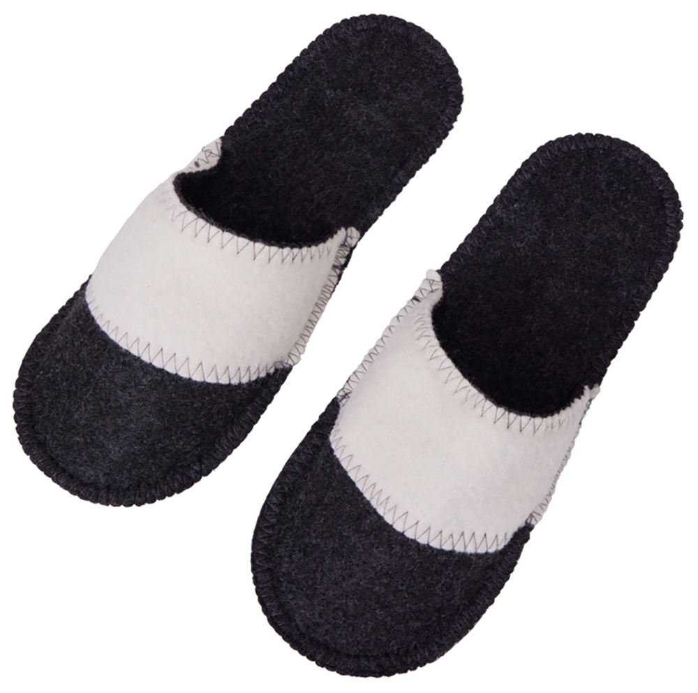 Тапочки белые/серые с отворотом без вышивки — изображение 3