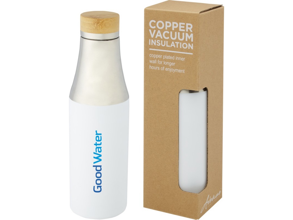 Hulan Бутылка объемом 540 мл с вакуумной изоляцией из меди и бамбуковой крышкой, белый — изображение 6