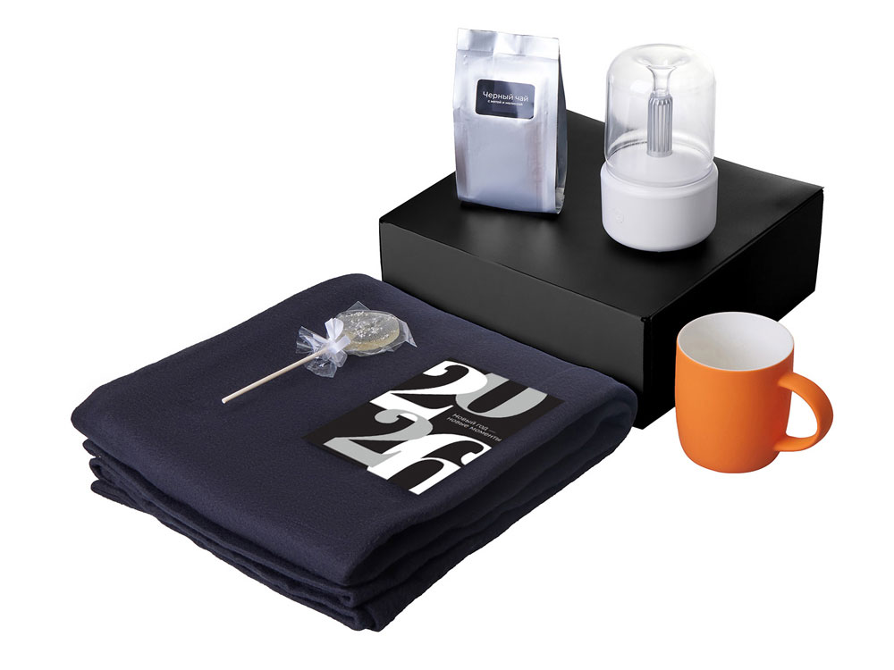 Подарочный набор с пледом, увлажнителем и кружкой, оранжевый — изображение 2